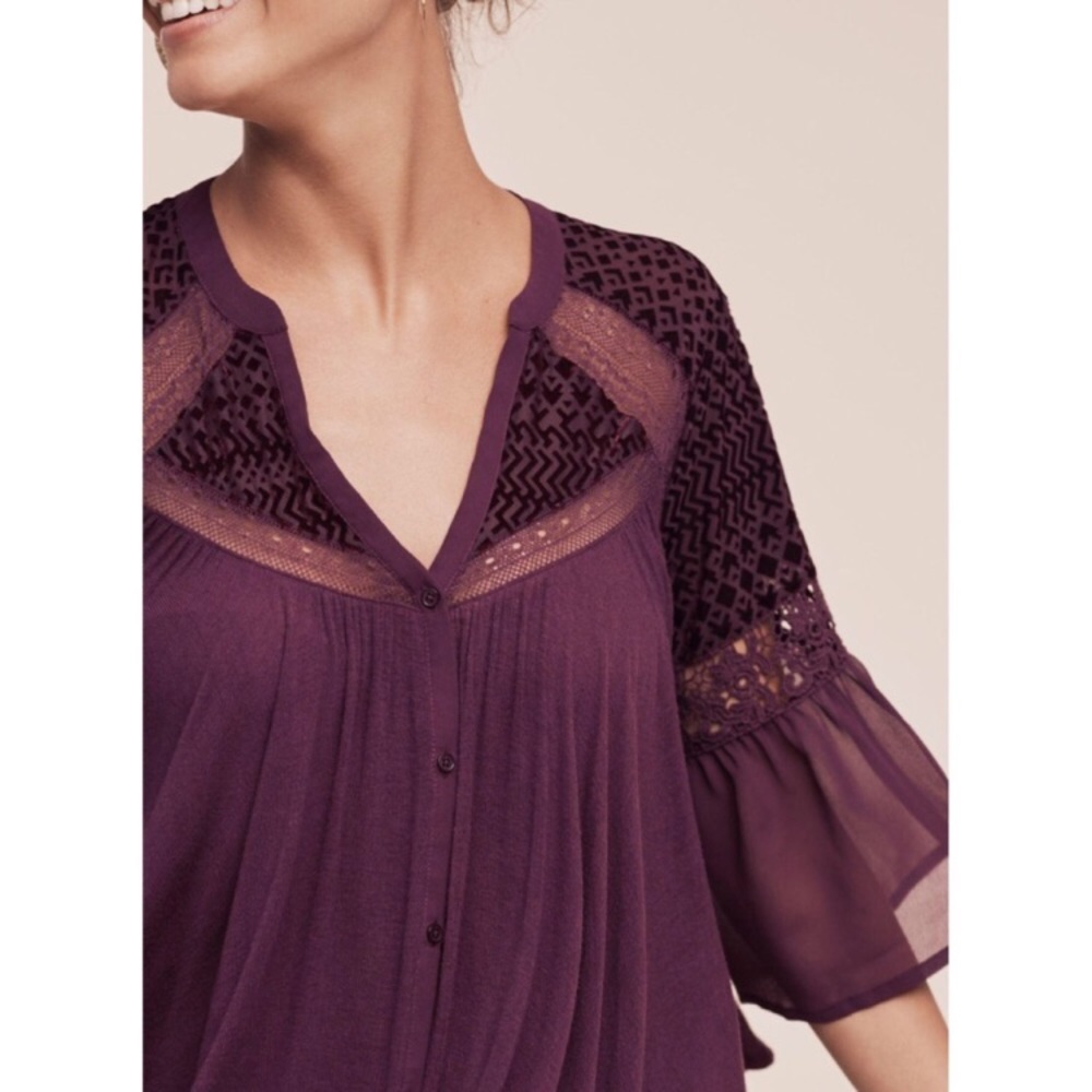 Anthropologie Meadow Rue peasant Surya Burnout Top